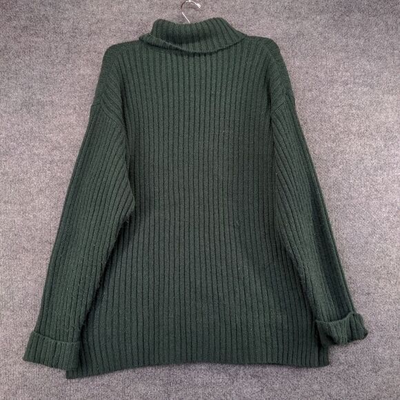 Express Tricot Turtleneck Sweater Womens Size L Green Ribbed Pullover - Picture 3 of 11